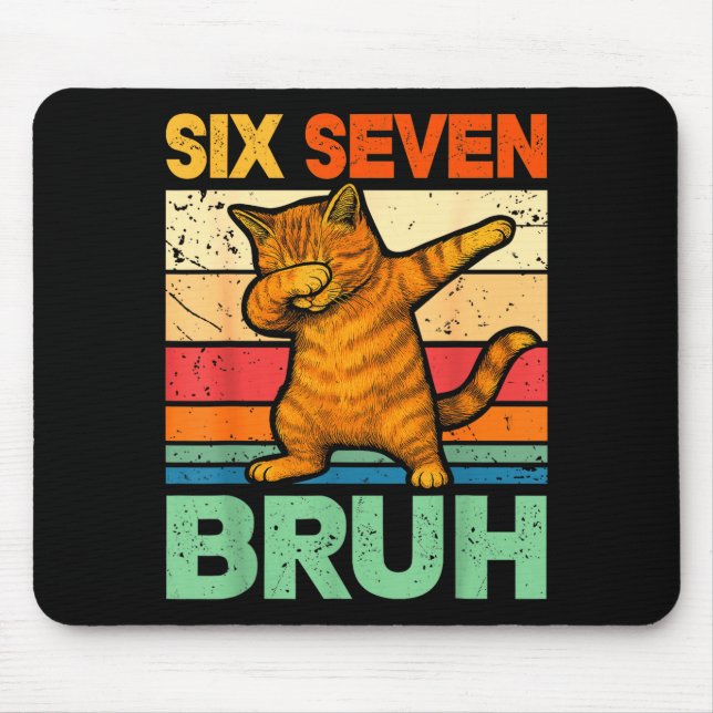 Mousepad Gato Dabbing Bruh 67 Meme 6 7 Seis Sete  (Frente)
