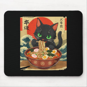 Mousepad Gato de Anime Comendo Ramen Arte Japonês Gráfico G