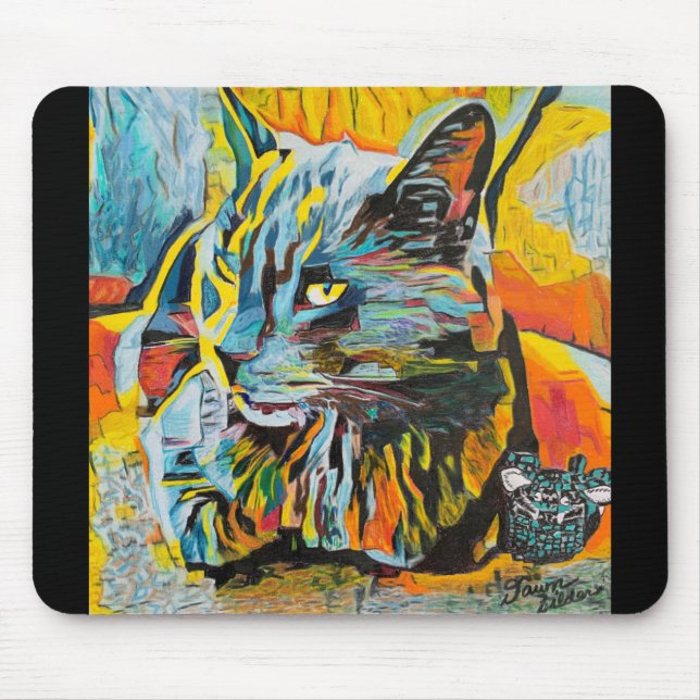 Mousepad Gato de Arte Personalizado e Pad do Rato (Frente)