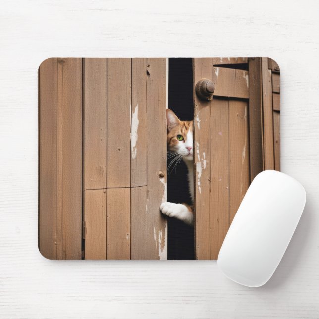 Mousepad Gato-De-Barn A Olhar À Porta (Com mouse)