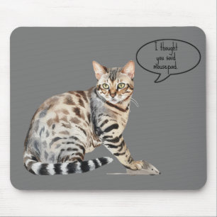 Mousepad Gato de Bengala com Rato num Pad do Rato