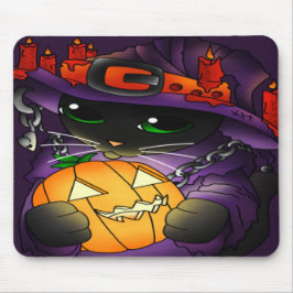 Mousepad Gato de Bruxas Negras de Abóbora Halloween