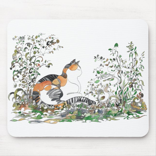 Mousepad Gato De Calico No Jardim (Frente)