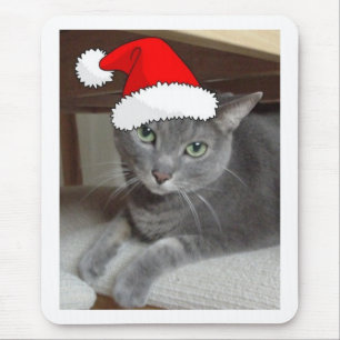 Mousepad Gato de Cinza azul russo natalino