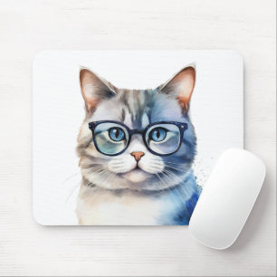 Mousepad Gato de Cinzas de Cores Aquáticas Doce