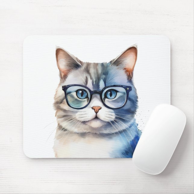 Mousepad Gato de Cinzas de Cores Aquáticas Doce (Com mouse)