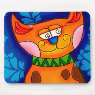 Mousepad Gato de Comprimido Laranja Sorridente
