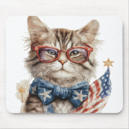 MOUSEPAD GATO DE COR AZUL BRANCA VERMELHA E PATRIÓTICA
