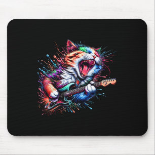 Mousepad Gato de Gatinha tocando violão Gato de rock Heavy 