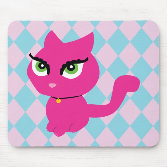 Mousepad Gato de Gatinho Rosa (Frente)
