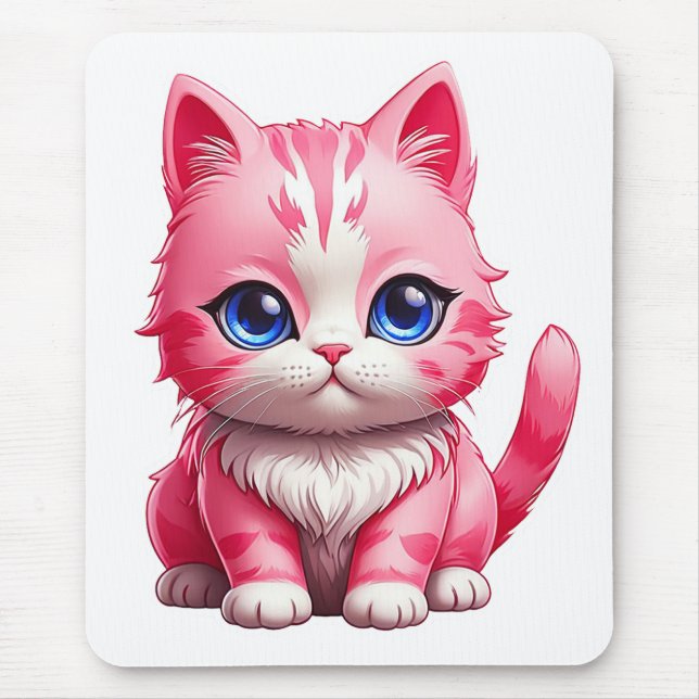 Mousepad Gato de Gatinho Rosa Gelado (Frente)