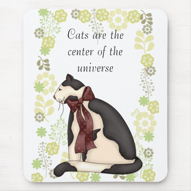 Mousepad Gato de Gato com Foto Flores (Frente)