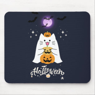 Mousepad Gato de Halloween ao Luar – Noite Assustadora e Do