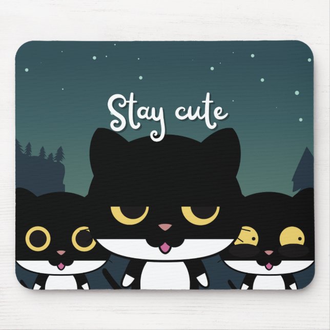 Mousepad Gato de Ilustração Preta (Frente)