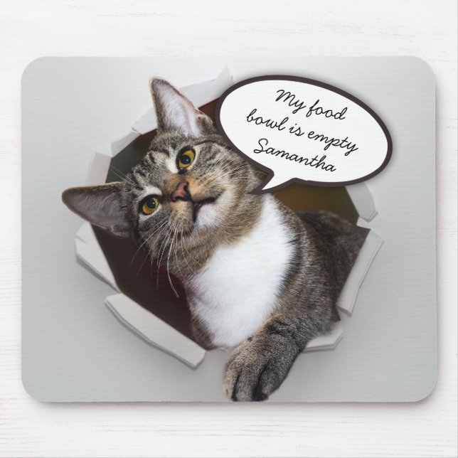Mousepad Gato de Interrupção Engraçado Personalizado (Frente)