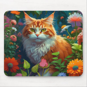 Mousepad Gato de Laranja-Corte nas Flores