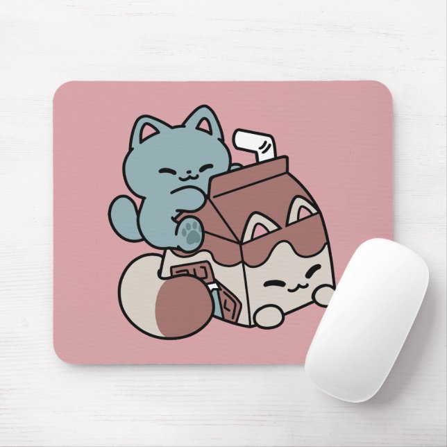 Mousepad Gato de Leite Chocolate Kawaii – Bebida Aconchegan (Com mouse)