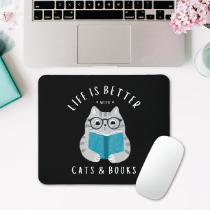 Mousepad Gato de Leitura do Pão do Livro Engraçado