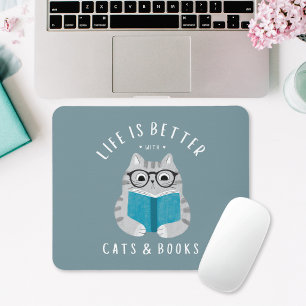 Mousepad Gato de Leitura do Pão do Livro Engraçado