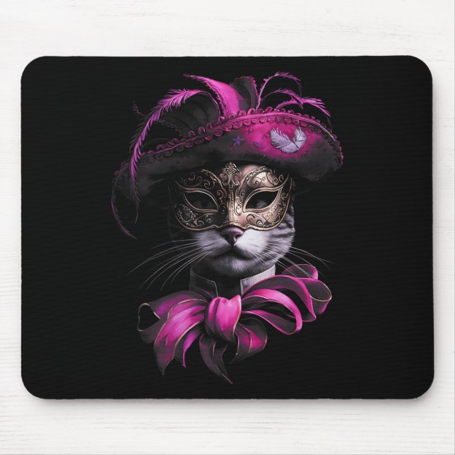 Mousepad Gato de Mascarada Felino Brigão Diversões Carnaval (Frente)