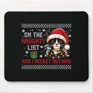 Mousepad Gato de Natal Lista de Travessos Não Se Arrependa