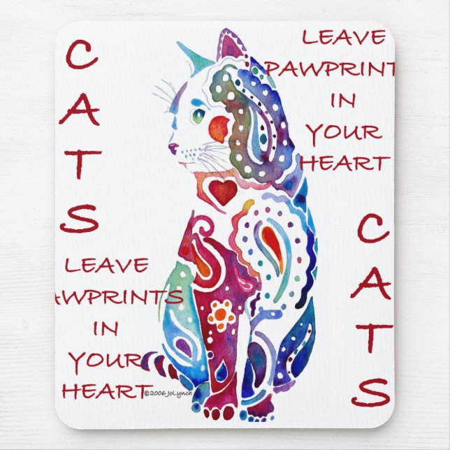 Mousepad Gato de Paisley em azul & em roxo (Frente)