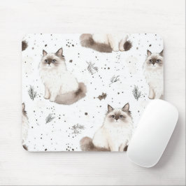Mousepad Gato de Ragdolas Bonito Adorável de inverno