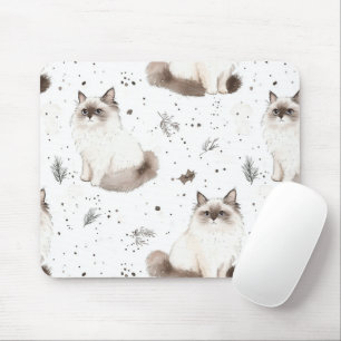 Mousepad Gato de Ragdolas Bonito Adorável de inverno