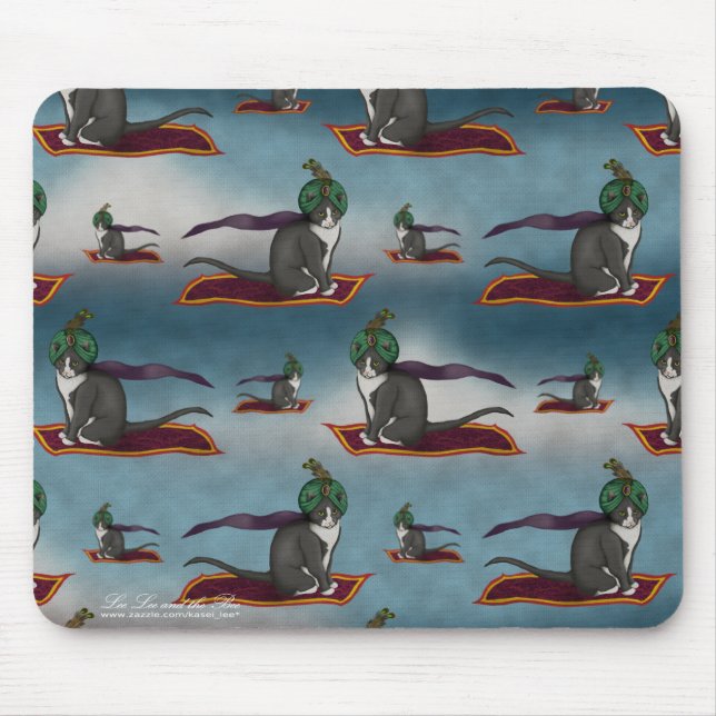 Mousepad Gato de tapete mágico, almofada de mouse com padrã (Frente)