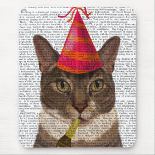 Mousepad Gato de Tortoisinferno com Chapéu de Festa