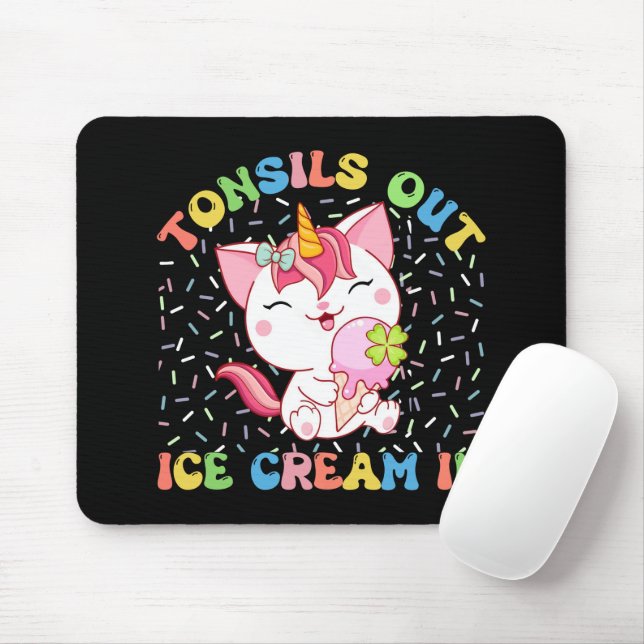 Mousepad Gato de Unicórnio Bonito com Sorvete | Funny Pun (Com mouse)