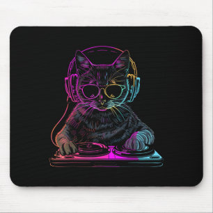 Mousepad Gato Dj Edm Techno House Música Gato Engraçado Ama