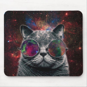 Mousepad Gato do espaço que veste óculos de proteção na