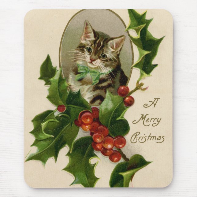 Mousepad Gato do natal vintage (Frente)