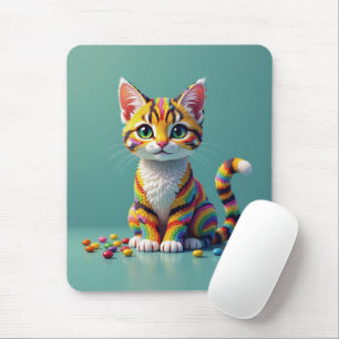 Mousepad Gato doce branco e colorido