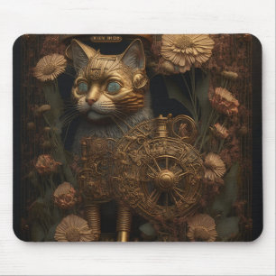 Mousepad Gato Dourado Gótico Steampunk