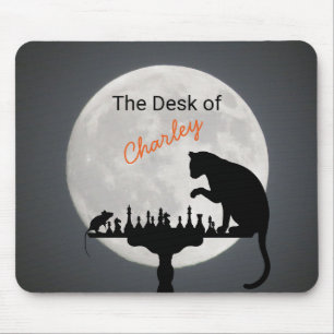 Mousepad Gato e Mouse Chess Full Moon