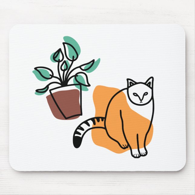 Mousepad Gato e planta (Frente)