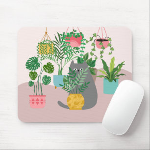 Mousepad Gato e Plantas
