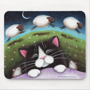 Mousepad Gato e ratos do sono que sonham dos carneiros