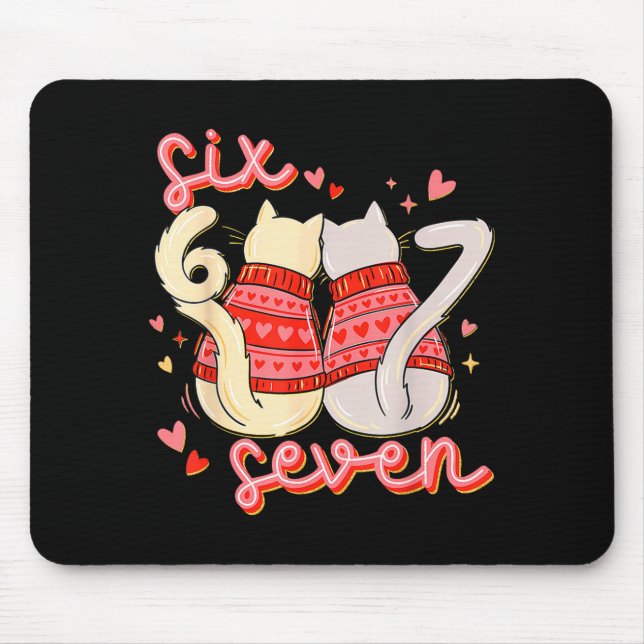 Mousepad Gato Engraçado 67 Meme Seis Sete Gíria Gen Alpha D (Frente)