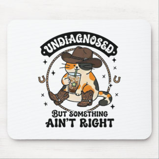 Mousepad Gato Engraçado Chapéu de Cowboy Café Gelado Saúde 