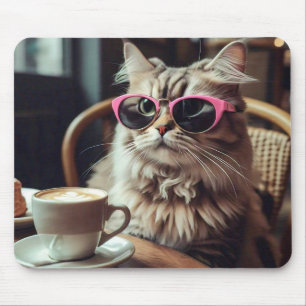 Mousepad Gato Engraçado com Pad de Mouse Café