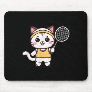 Mousepad Gato Engraçado de Badminton Mulheres Meninas Jogad