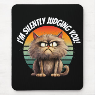 Mousepad Gato Engraçado, estou te julgando silenciosamente