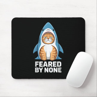 Mousepad Gato Engraçado Não Temido em Fantasia de Tubarão H