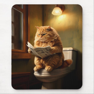 Mousepad Gato Engraçado no Banheiro   Quirky Bathroom Humor