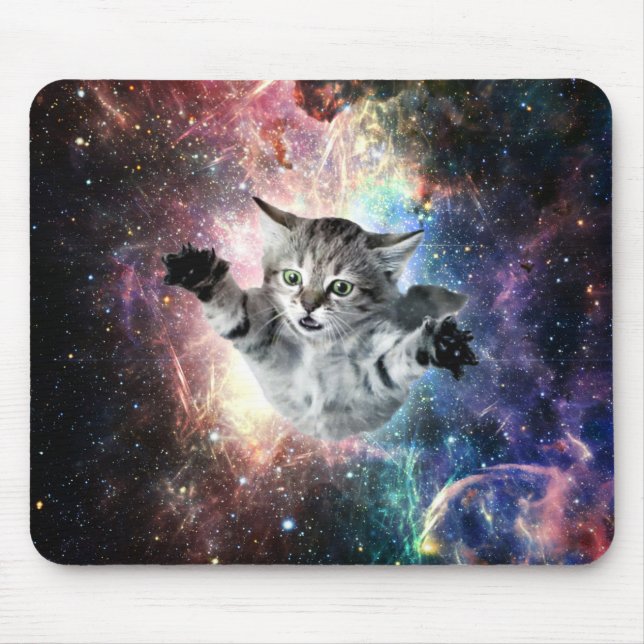 Mousepad Gato engraçado no espaço (Frente)