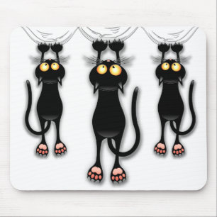 Mousepad Gato engraçado Personagem arranhando Tecido