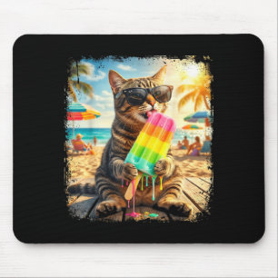 Mousepad Gato engraçado picolé verão animal óculos de sol m